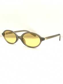 Women Half Round  Retro  Protection Fashion 2025 Rugged Stylish Oval - Transparent Frame Yellow Film - View 4