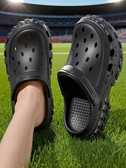 四季新款时尚小众设计高街男士木屐鞋，日常休闲百搭，厚底透气柔软舒适，EVA材质，浴室专用防滑防臭抗菌护足速干|超强缓震|适用于沙滩/户外街道/室内卧室浴室等，男女情侣高街木屐鞋