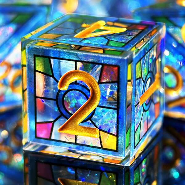 HAOMEJA New Two Layered Resin Dice Set 7pcs/ Sharp Edged Dice Set/ Role Playing Game/ RPG/ Handmade Resin/ Polyhedral Dice Set/ Halloween/ Christmas/ Gifts