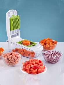 18 قطعة مفرمة الخضروات، شرّاحة الفاكهة متعددة الوظائف، شرّاحة الطعام اليدوية، شرّاحة الخضروات، آلة تقطيع مع وعاء، مفرمة البصل، مبشرة البطاطس المنزلية، لوازم المطبخ، أدوات مطبخ صغيرة، ملحقات المطبخ، أساسيات المطبخ