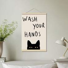 1幅趣味猫咪“洗手”帆布艺术画 - 无框浴室及家居装饰海报，复古/现代风格，适用于客厅、卧室、办公室 - 彩色 - 查看 17