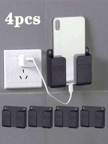 3/1pc Big Punch-Free Mobile Phone Holder Wall Mount Stand Remote Control Organizer Storage Box Charging Bedside Container Rack