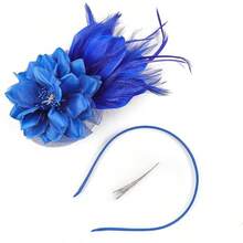 Fascinators Hats Women,Tea Party Fascinator Hair Clip With Feathers Wedding,Derby Hats Headbands - 款式1-海軍藍 - 查看 6