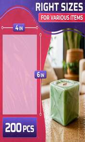 200Pcs Heat Shrink Wrap Bags – 3 Sizes 4x6" (120) 8x10" (50) 10x12" (30) Clear PVC Plastic – Compatible With Any Heat Gun Or Hair Dryer At Medium Temperature – Great For Wrapping DIY Crafts And Gifts - 杏色 - 查看 2