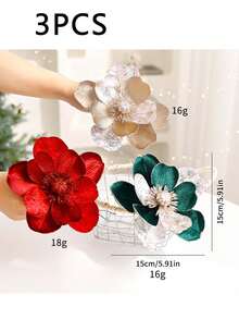 1/2/3 件圣诞闪光人造花圣诞树 DIY 装饰圣诞婚礼节日派对家居花瓶装饰