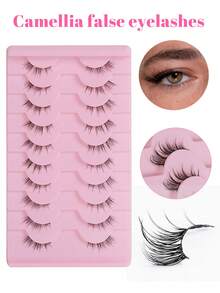 40 cái/bộ, 10 cái x 4 hộp, lông mi giả nửa mắt, hình quỷ, mắt mèo, phong cách Nhật Bản và Hàn Quốc, vẻ ngoài tự nhiên, lông mi cong, một mảnh - Vàng + Hồng (4 hộp) - Xem 5