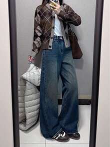 Seelio Women's Rhombus Pattern Long Sleeve Single-Breasted Casual Cardigan Sweater, Spring/Autumn - Brown - View 9