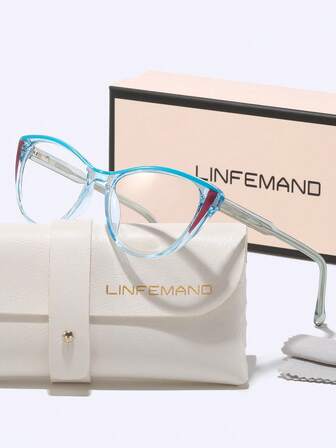  نظارات إطار عين القطة أنيقة وأنيقة من LINFEMAND، تصميم مصقول للنظارات، نظارات بدون وصفة طبية للزينة، مناسبة للشارع وتصوير الصور ومطابقة الملابس، هدية عيد مناسبة