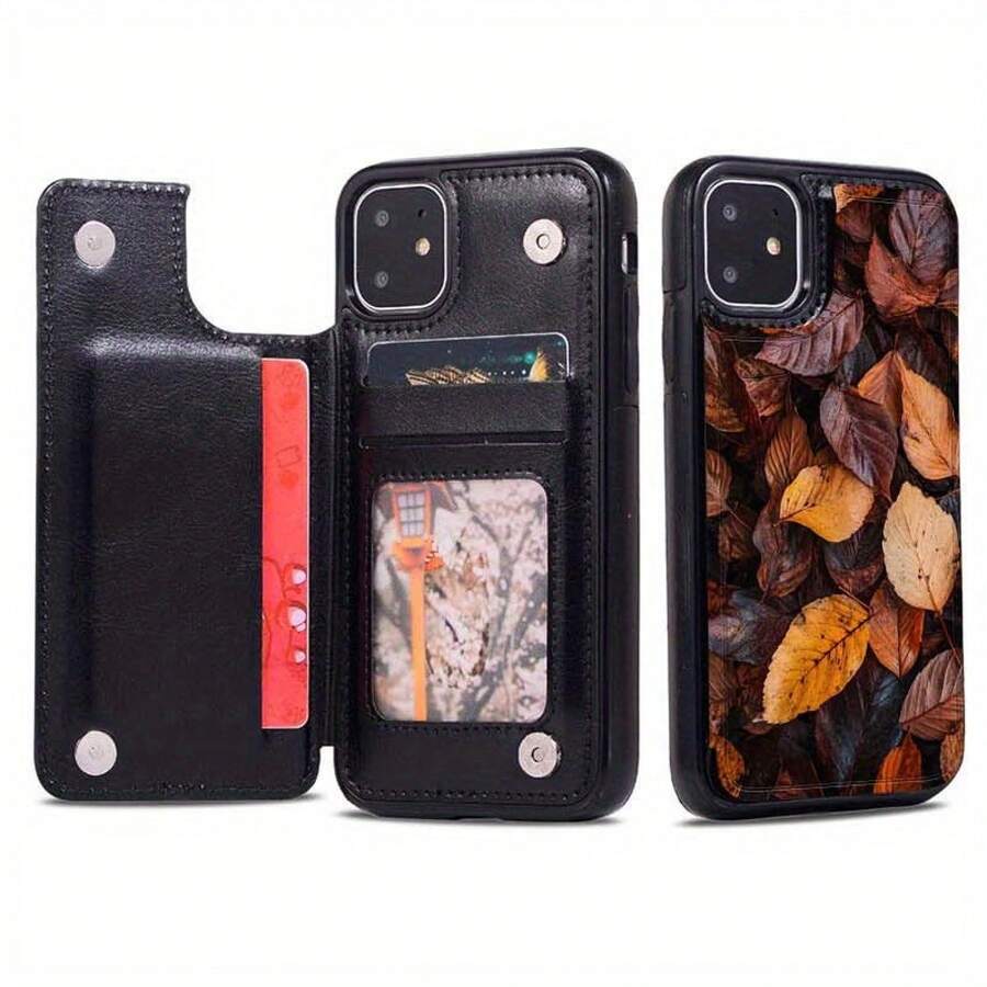 Funda tipo cartera con tapa para phone, de piel sintética, con soporte. Diseño elegante con ranura para tarjetas. Compatible con phone 16 Pro, 15, 14, 13, 12 Pro Plus y 15 Pro. - Colores mixtos 1 - Ver 1