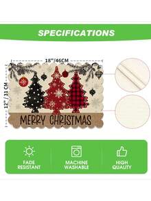 2pcs/4pcs Set Creative Christmas Party Linen Insulated Mat With Wavy Edge Non-Slip 12*18 Inch Heat Resistant For Christmas Holiday Farmhouse Family Party & Party Decoration Placemat