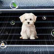 1 pieza Clip de ventilación de coche con aroma en forma de perrito blanco de acrílico, adecuado para decoración interior del automóvil