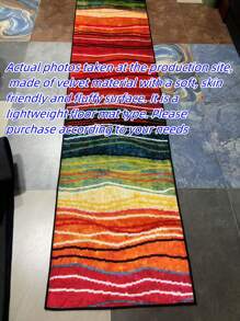 1 件多色条纹天鹅绒长条地毯，适用于客厅、餐厅、书房、电脑室、卧室，四季皆宜，新品上市，热销，可机洗，天鹅绒材质，亲肤柔软，适用于万圣节、礼物、庆典、派对、不给糖就捣蛋、万圣节装饰、个性化家居、时尚家居、客厅地毯、长条地毯、走廊地毯、地毯、厨房地毯