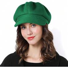 Women Beret Newsboy Hat French Wool Cap Classic Autumn Spring Winter - màu xanh lá - Xem 8