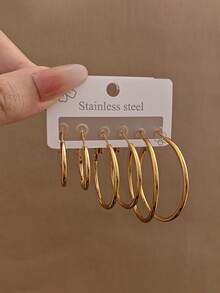 Set de 3 pares de pendientes de acero inoxidable con flecos y circonita cúbica dorada, pendientes de mujer con diseño de flor y corazón brillantes, adecuados para uso diario, banquetes, bodas y fiestas