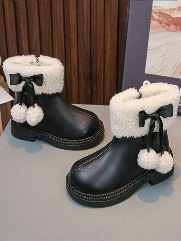 Botas cortas con lazo, estilo casual y versátil para niñas, nueva 2025