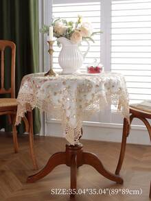 1 件双层面料、刺绣、水溶性蕾丝、金色亮片、高端优雅桌布、桌垫、餐垫、野餐垫、厨房、餐桌、书桌、咖啡桌、梳妆台、装饰、家居装饰的礼物，适用于客厅、咖啡桌、卧室、庭院、室内和室外、别墅、派对、户外家具、露营、节日、聚会、橱柜、家庭聚会、节日装饰、派对和婚礼装饰，提供各种桌布尺寸 - 彩色 - 查看 7