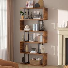 Librero Minimalista Estructura Geométrica En Forma De S - Marrón - Ver 2