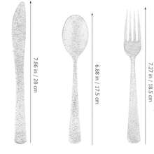 150pcs Silver Glitter Reusable Cutlery Set, Including Knives, Forks, Spoons, Washable And Reusable, Suitable For Holding Candies, Snacks, Desserts, Cakes For Birthday, Holiday Party, Wedding And More