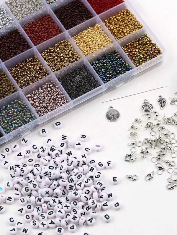 1 Box 24 Compartments 2mm Mixed Color Glass Seed Beads Set