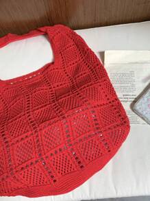 网眼轻便折叠斜挎包、大容量手提托特包、休闲百搭镂空学生包、户外度假购物袋，采用纱线编织而成，拥有米色、黄色等柔和色调。采用开放式设计，散发出慵懒奢华的气息。