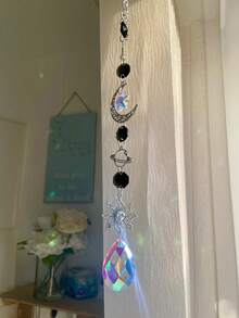 1 đồ trang trí treo xua đuổi chim bảo vệ thực vật, trang trí sân vườn ngoài trời, ngôi sao mặt trăng hoa Dreamcatcher - Nhiều màu - Xem 16