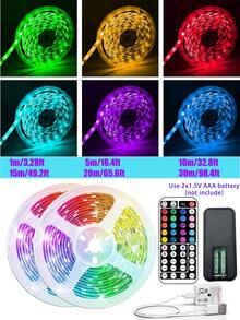 NBBUFF 16-100ft LED Strip Lights, Suitable For Room Decoration, Remote Control Color Changing Lights, Adjustable Color And Brightness, 6 DIY Modes, Applicable For Bedroom Decor, Home Decor, TV Backlight, Living Room, Halloween, Christmas Decoration, Also A Great Gift - Multicolor Light - View 3