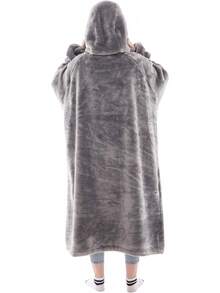 Waitu Wearable Blanket Sweatshirt Gifts Women And Men, Warm And Cozy Blanket Hoodie, Thick Flannel Blanket With Sleeves And Pocket - Gray - Leopard Pink - View 8