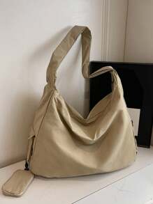 Geantă crossbody simplă, de înaltă calitate, cu capacitate mare, culoare solidă versatilă, cu portofel mic pentru monede de aceeași culoare, geantă unică casual și foarte atractivă pentru femei, potrivită pentru naveta la serviciu și cumpărături.