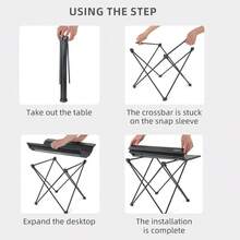 TARKA Masă pliabilă pentru camping în aer liber, petrecere, picnic, grătar, birou pliabil portabil, masă portabilă din aluminiu ultraușoară de înaltă rezistență - Negru - Vizualizare 5