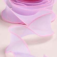 彩色雪纺薄纱缎带，带编织边，DIY蝴蝶结发饰，花店花卉包装，双面烤边薄纱缎带 - 彩色 - 查看 12