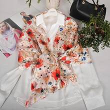 100% Mulberry Silk Scarf For Women Lightweight Long Scarves Beach Wraps Cover Up -Travel Photography Scarfhalloween - 紅色花卉 - 查看 6