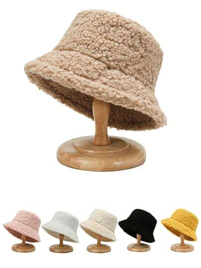 1pc New Arrival Winter Furry Hat For Women, Autumn/Winter European & American Fashion Warm Solid Color Mongolian Thick Beanie Cap Versatile