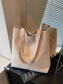 Bolso de lona minimalista casual, bolso de hombro de gran capacidad para mujeres, estudiantes universitarios, ir y venir