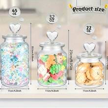 وعاء زجاجي شفاف محكم الإغلاق بغطاء على شكل قلب - زجاجة أمنيات زخرفية، مجموعة الصلاة والكواكب، وعاء تخزين متعدد الاستخدامات قابل لإعادة الاستخدام بشكل دائري للمجوهرات والوجبات الخفيفة وما إلى ذلك، مصنوع من الزجاج، مع غطاء قابل للطي محكم الإغلاق، آمن للغسل في غسالة الأطباق، وعاء زجاجي زخرفي بغطاء على شكل قلب، محكم الإغلاق