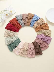 jralon 18pcs/Pack Infant & Toddler Multicolor Nylon Bow Jacquard Headbands, Soft Elastic Hair Bands For Babies, Suitable For All Seasons