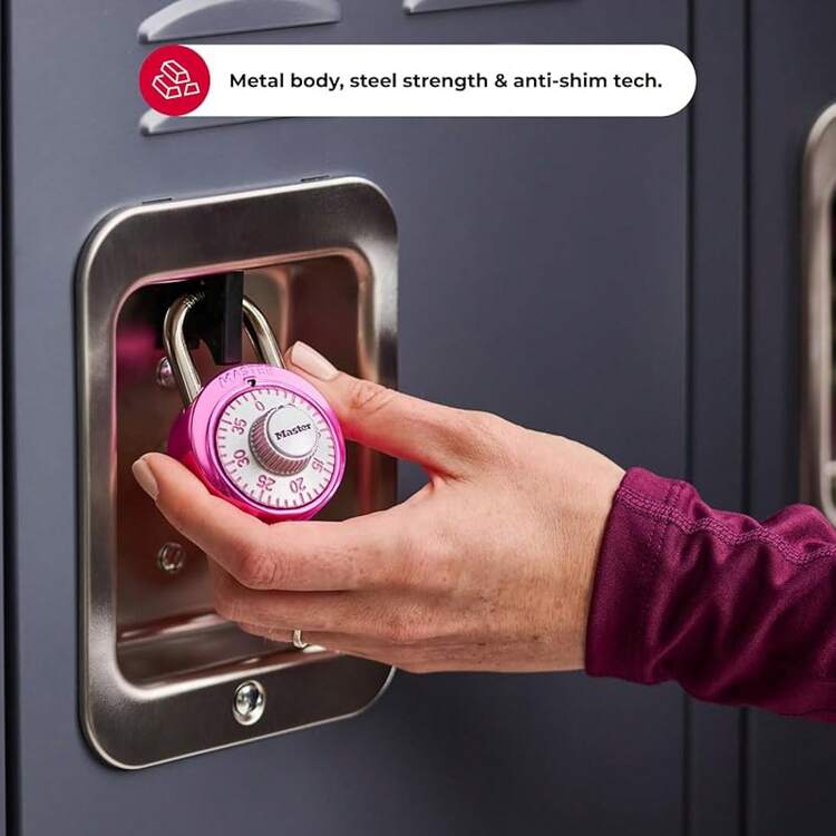 Master Lock 1530DPNK Locker Locker Locker Lock - Candado de combinación, color rosa - 1 paquete, rosa - Añade 1