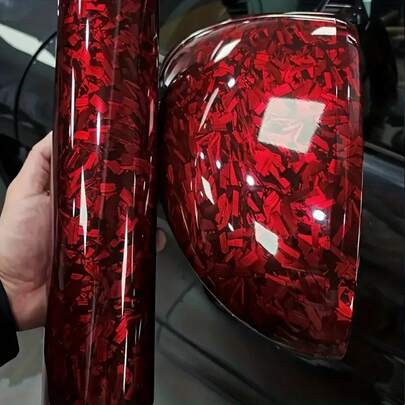 1 pieza Vinilo adhesivo de fibra de carbono forjada de alto brillo en negro/rojo/morado/azul, pegatina de sintonización de automóvil, película delgada de envoltura de motocicleta modificación de envoltura de automóvil de fibra de carbono forjada