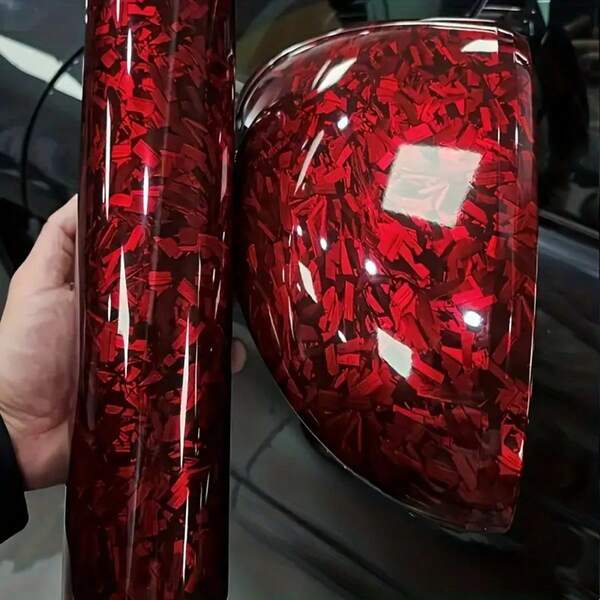 1pc High Gloss Black/Red/Purple/Blue Forged Carbon Fiber Vinyl Sticker, Car Tuning Sticker, Thin Film Packaging Vinyl Motorcycle Wrap Modification Forged Carbon Fiber Car Wrap