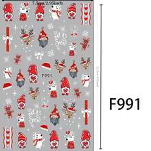 Christmas Nail Art Stickers, Santa Claus, Reindeer, Snowman, Tree Designs, Self-Adhesive Cartoon Nail Decals, Matte Effect, Glitter Decorations, Paper Material, Pre-Glued, Single Use, Asymmetrical Shapes, Suitable For DIY And Nail Salons, Plastic Surface, Fragrance-Free Snowflake Theme - Multiple Specifications - View 3