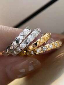 Stylever 1 Chiếc nhẫn bạc Sterling 925 hình thoi tối giản, thời trang và tinh tế dành cho nữ, đa năng cho thời trang hàng ngày, một món quà thanh lịch cho bạn bè, thích hợp để trang trí tiệc khiêu vũ - Nhiều màu - Xem 9