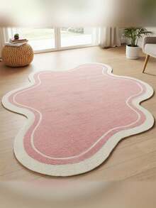 1pc Plush Plush Polka Dot Plastic Bottom Asymmetrical Shaped Fluffy Pink Bedroom Carpet, Home Decor Rug For Living Room, Sofa, Coffee Table, Suitable For Study, Wardrobe, Reading & Gaming Area, Recommend Buying Larger Size - Multicolor - View 4