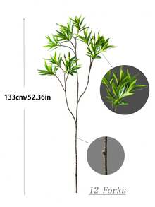 50-133厘米大型仿真棕榈树假百合竹子植物树枝高大的龙血树塑料木姜子叶子绿色龙舌兰叶适用于家庭花园派对房间办公室户外婚礼装饰 - 綠色 - 查看 10