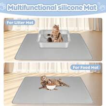 Kalolary Cat Litter Mat, Extra Large 40" X 28" Silicone Mat Litter Trapping Mat For Scatter Control, Soft On Kitty Paws, Easy To Clean (Grey) - Xám - Xem 6