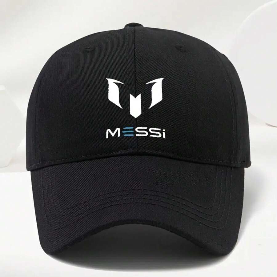 MESSI Logo Baseball Cap - High-Quality, Soft, Comfortable, Breathable, Adjustable Sun Hat For Men & Women - Stylish Black With White Emblem, Perfect For Spring & Summer Outdoor Activities - 灰色 - 查看 1
