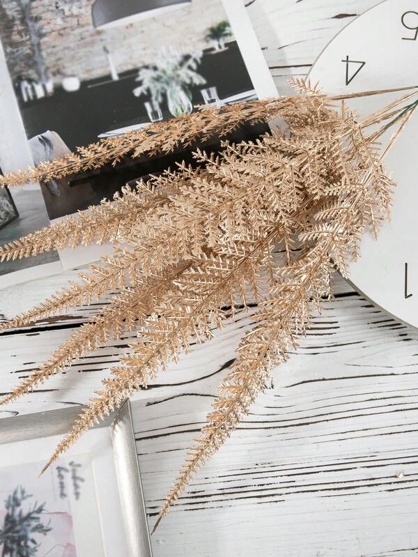 Artificial Plants Golden Tail Grass, For Christmas Decoration Fake Plant Flowers Bush Grass Fern Bushes Faux Shrubs Greenery Indoor Outside Planter Vase Filler Festival Home Garden Decor, Fake Plants Christmas Decorations, Golden Artificial Flowers Plastic Grass Shrubs Leaves Indoor Outdoor Home Garden Party Hotel Verandah Wedding Event Bouquet Faux DIY Decor