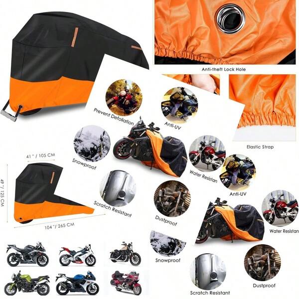 Motorcycle Cover XXXLarge Waterproof Motorbike Cover Outdoor Indoor Scooter Shelter Protection With 4 Reflective Strips For   Suzuki Kawasaki  3XL