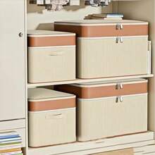 1 Peça Caixa de Armazenamento com Zíper Coberto - Caixa de Armazenamento de Tecido com Tampa, Caixa de Armazenamento Dobrável para Organização de Armário, Roupas, Toalhas, Fios, Artigos de Higiene, Suprimentos de Escritório, Adequado para Sala de Estar, Quarto, Despensa