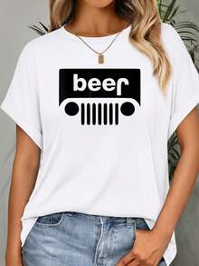100% Cotton BEER Graphic, 4x4, Truck, Summer, Mudding, Off Road Tee Men Women T-Shirt Summer Tees Women - 白色 - 查看 1