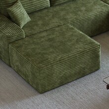 LUCKHAO 37.40"Sofa Ottoman ,No Assembly Required,White(Plush Corduroy Fabric) DIY Sofa Chairs, No Assembly Required Suitable For Balconies, Living Rooms, Bedrooms - 綠色 - 查看 3