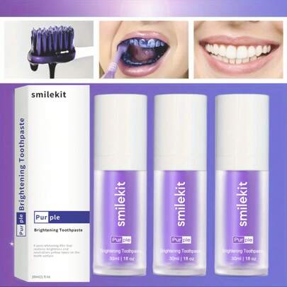 Deep Clean Toothpaste SMILEKIT Purple Whitening Toothpaste, Grape Flavor, Deep Clean Formula For Fresh Breath, Pack Paste